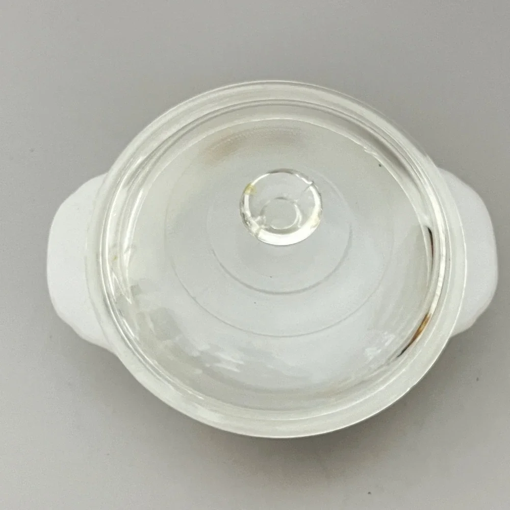Fire-King Casserole Dish 1 Pint White Wheat Pattern Milk Glass Lid Vintage USA